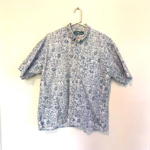 Big Dogs White and Blue Patterned Men's Shirt